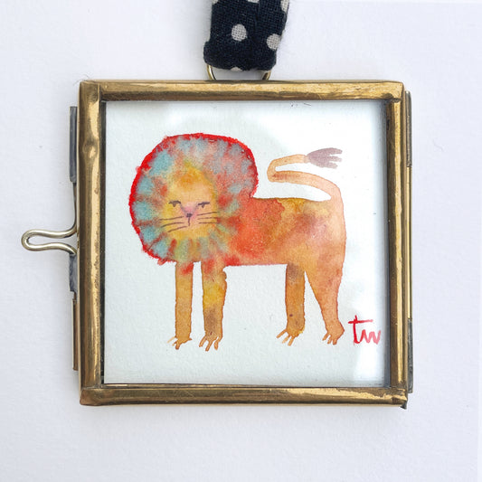 LION - WILD GARDEN Original Mini Aquarell